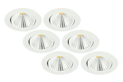 Inbouwspot LED 5W, Wit, Rond, Kantelbaar, Dimbaar, 6-Pack