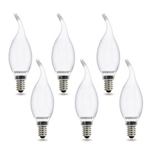 E14 LED Filament Kaarslamp Tip 2W Warm Wit Dimbaar Mat 6-Pack