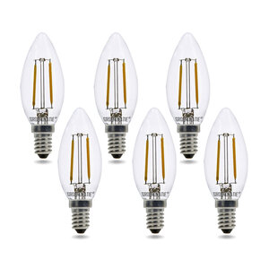 E14 LED Filament Kaarslamp 2W Warm Wit Dimbaar 6-Pack