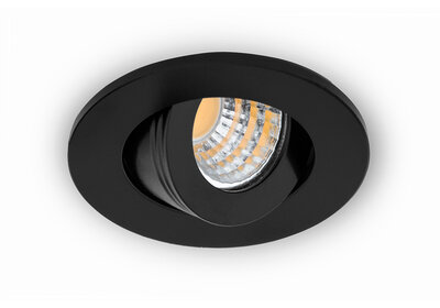 Inbouwspot LED 3W, Rond, Kantelbaar, Aluminium, Dimbaar, Zwart