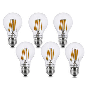 E27 LED Filament lamp 6W Warm Wit Dimbaar 6-Pack