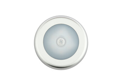 LED Kastverlichting 1W op Batterijen met Sensor, Grijs, Rond, Warm Wit