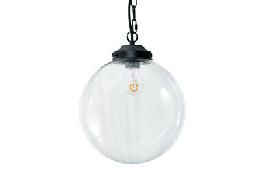 Metz Transparant Glazen Design Hanglamp, ⌀30x32cm, Zwart