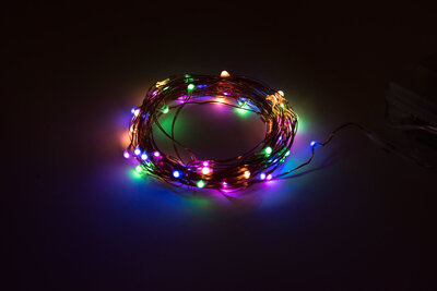 LED Multicolour Feestverlichting Prikkabel, 5 Meter, Waterdicht IP65, Op 3xAA Batterijen