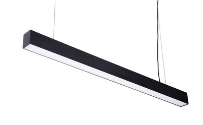 LED Linear Hangarmatuur Kantoorverlichting, 30W, 120cm, Mat Zwart, Warm Wit