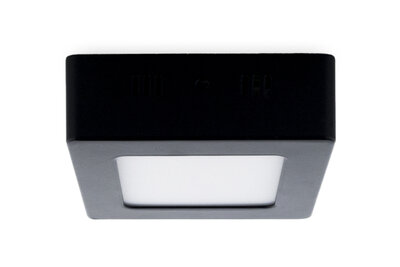 LED Paneel Plafondlamp 6W, Vierkant 12x12cm, Opbouw, Warm Wit, Zwart