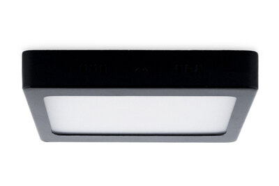 LED Paneel Plafondlamp 12W, Vierkant 17x17cm, Opbouw, Warm Wit, Zwart