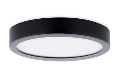 LED Paneel Plafondlamp 12W, Rond ⌀17cm, Opbouw, Warm Wit, Zwart