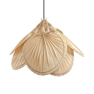 Palmblad Hanglamp, Handgemaakt, Naturel, ⌀42 cm