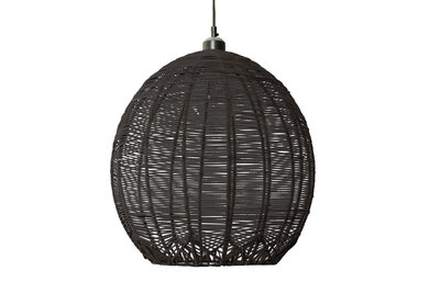 Rotan / Rieten Hanglamp, Handgemaakt, Zwart, Rond, ⌀40 cm