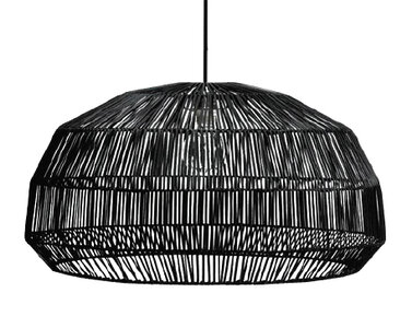 Rotan / Rieten Hanglamp, Handgemaakt, Zwart, ⌀72 cm