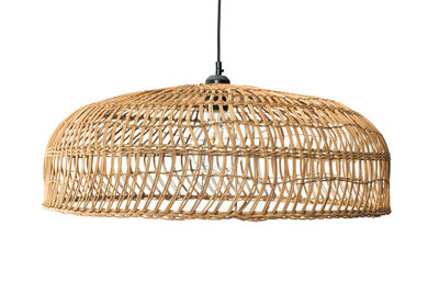 Rotan / Rieten Hanglamp, Handgemaakt, Naturel, ⌀61 cm