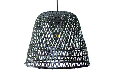 Bamboe Hanglamp, Handgemaakt, Zwart, ⌀40 cm