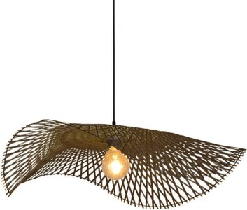Bamboe Hanglamp, Handgemaakt, Zwart, ⌀75 cm