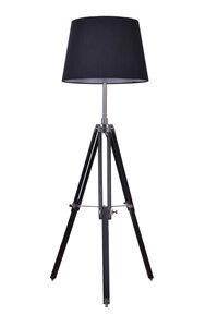 Rouen Industrieel Design Tripod Vloerlamp Chroom Met Zwarte Lampenkap