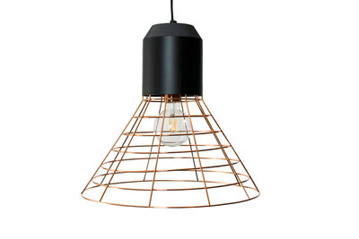 Metalen Hanglamp Cage, E27 Fitting, Koper / Zwart, Ø45 x 40 cm