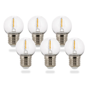 E27 LED Filament Kogellamp G40 1W Extra Warm Wit 6-Pack