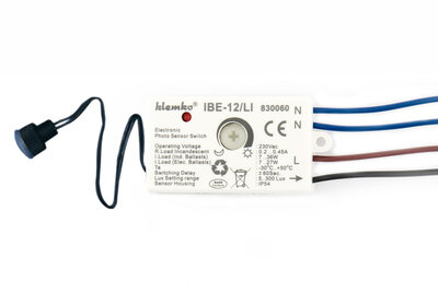 Klemko LED IBE-12/LI Schemerschakelaar Inbouw Waterdicht IP55