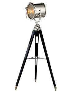 Maritieme Luxe Industrieel Design Tripod Vloerlamp Chroom Zwart